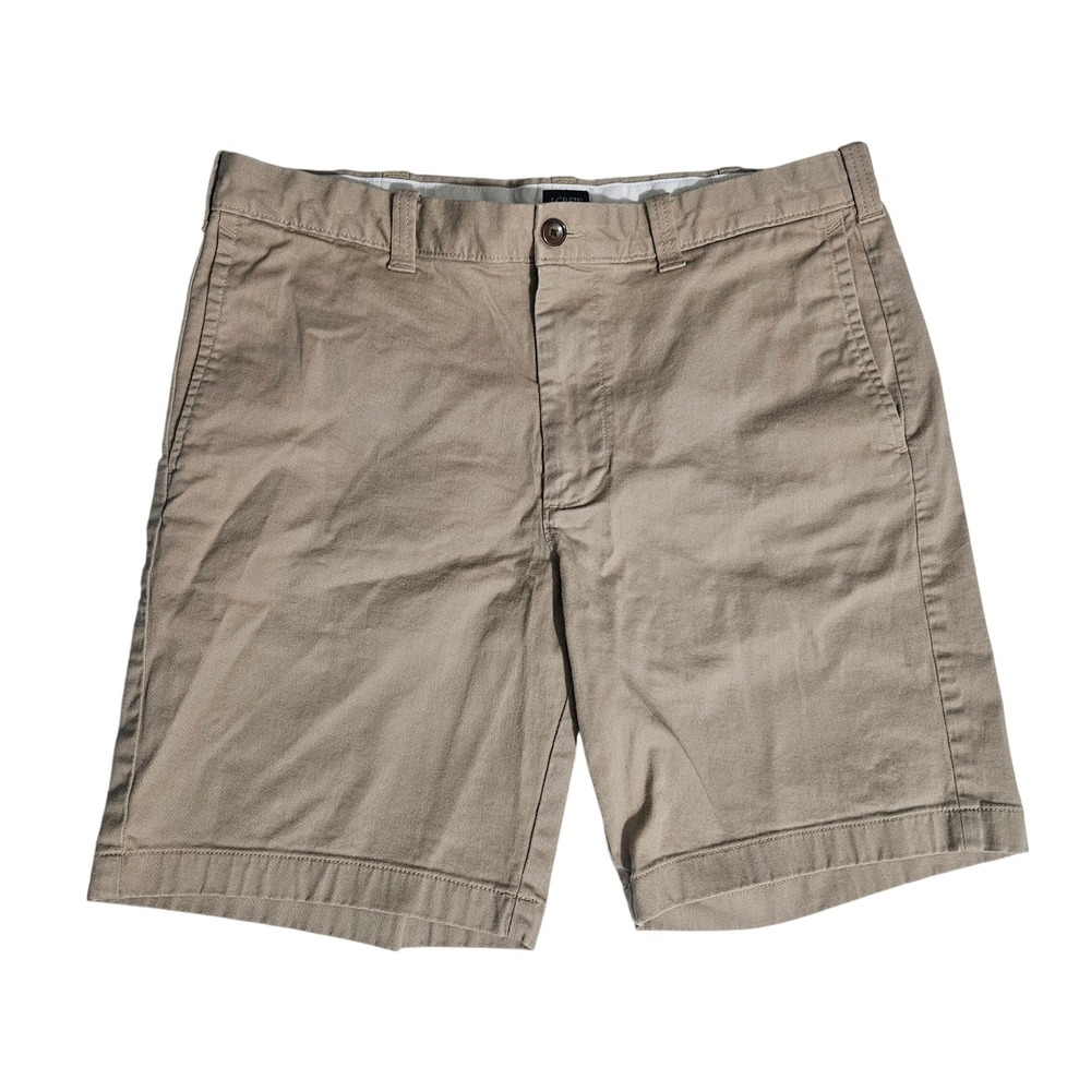 J.Crew Mens 9 Inch Inseam Chino Shorts Khaki Tan Size 35 Cotton Twill